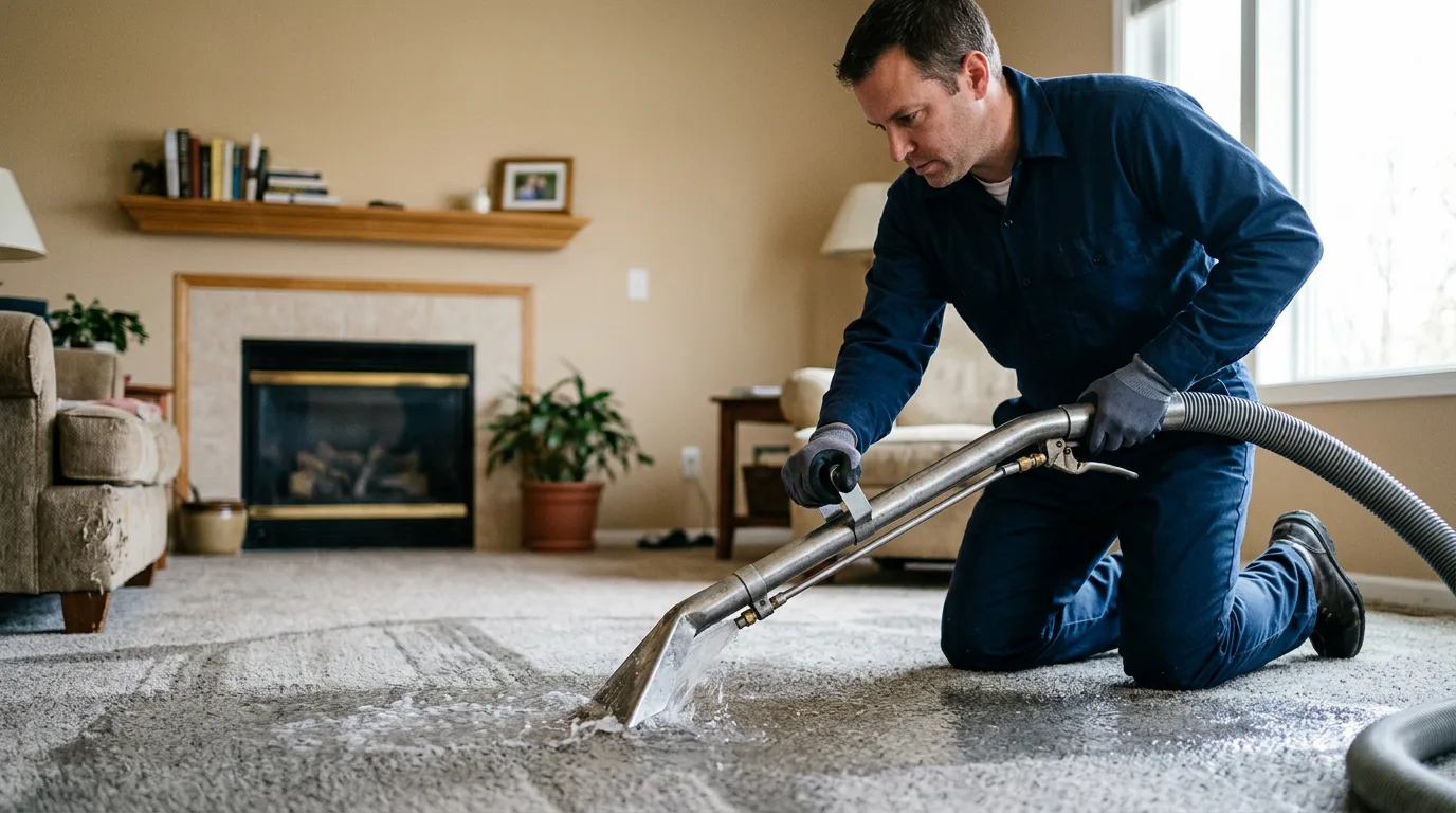 Water damage restoration technician working near Orange City, IA